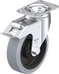 Light Medium Duty 5" Plate Premium Solid Rubber Swivel w/Brake Caster Ball Bearing (910469)