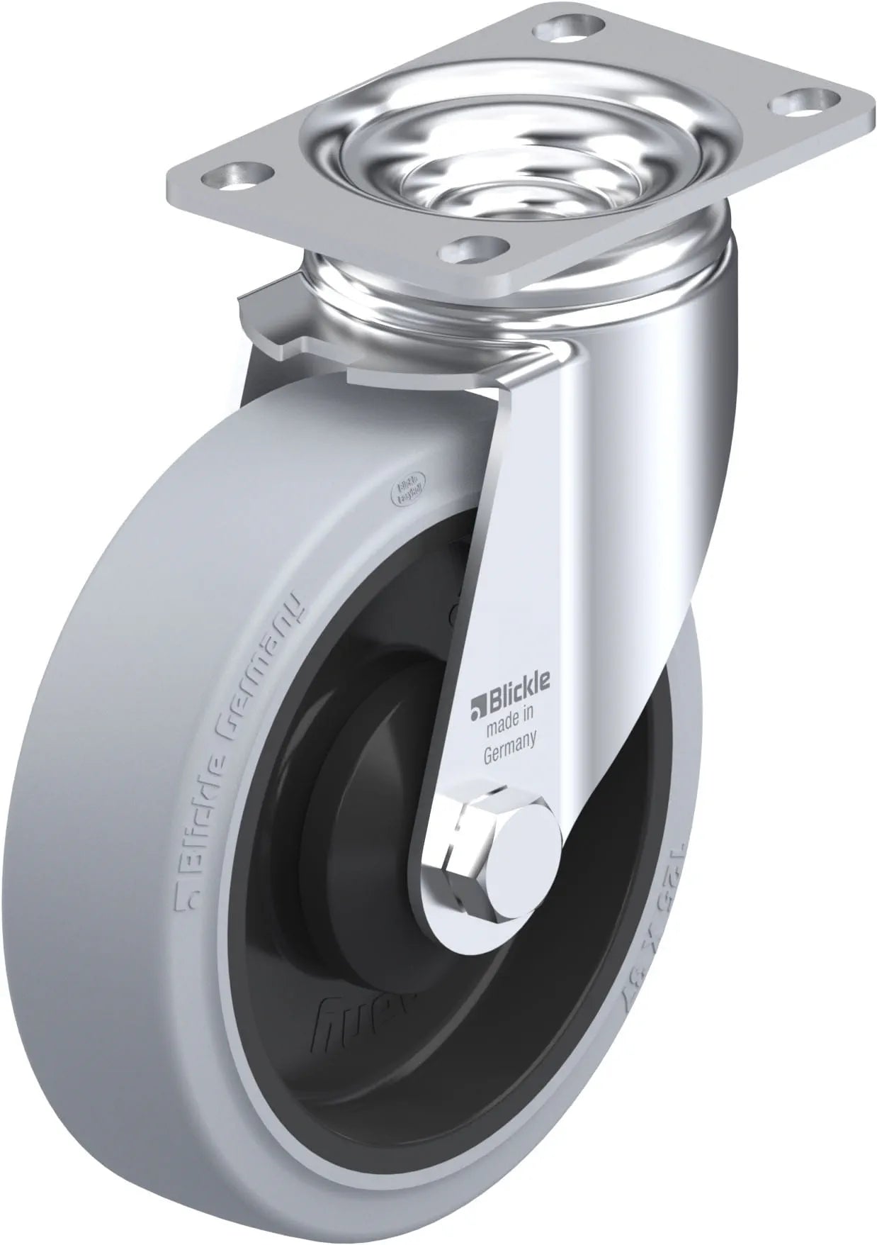 Light Medium Duty 5" Plate Premium Solid Rubber Swivel Caster Ball Bearing (910470)