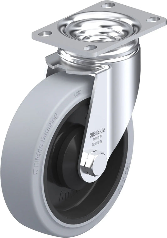 Light Medium Duty 5" Plate Premium Solid Rubber Swivel Caster Ball Bearing (910470)