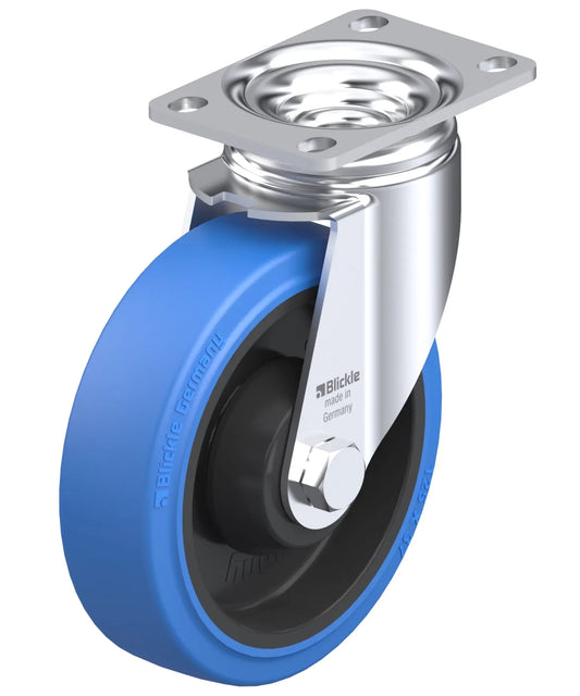 Light Medium Duty 5" Plate Premium Solid Rubber Swivel Caster Ball Bearing (925135)