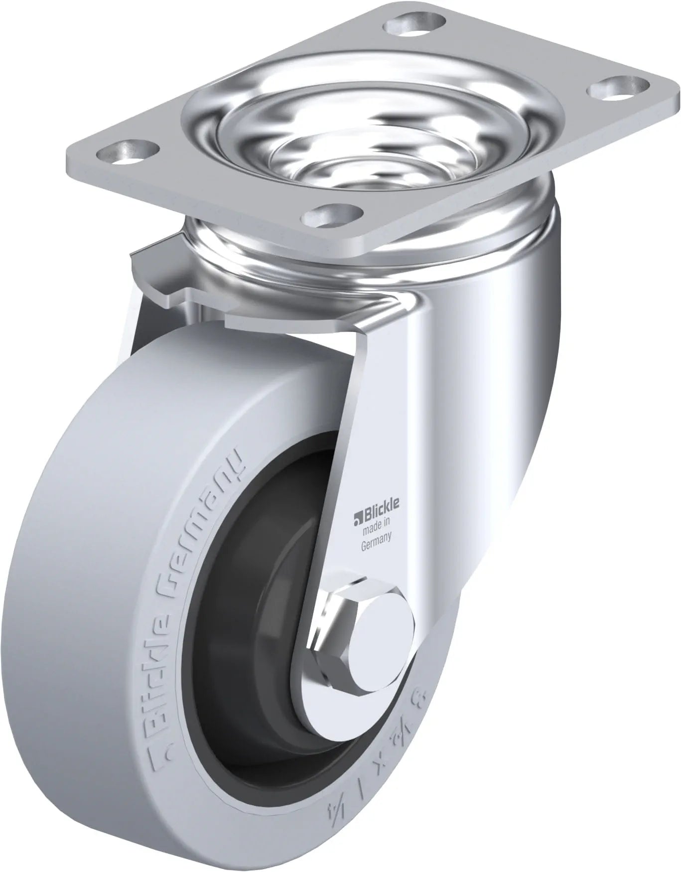 Light Medium Duty 4" Plate Premium Solid Rubber Swivel Caster Ball Bearing (910468)