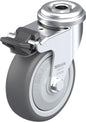Light Duty 3" Hollow Kingpin TPU Swivel Caster Ball Bearing w/Brake (757097)