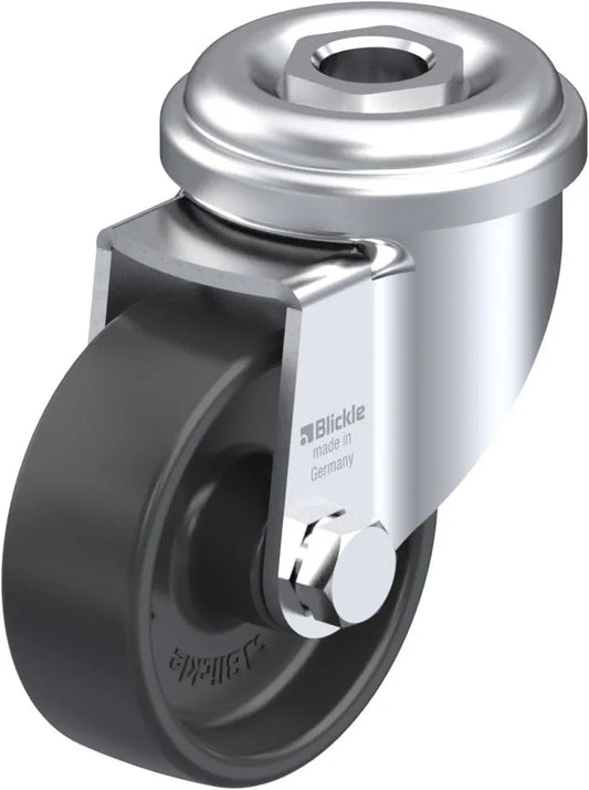 Light Duty 2" Hollow Kingpin Polyolefin Swivel Caster Plain Bore (275214)