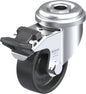 Light Duty 2" Hollow Kingpin Polyolefin Swivel Caster Plain Bore w/Brake (275263)