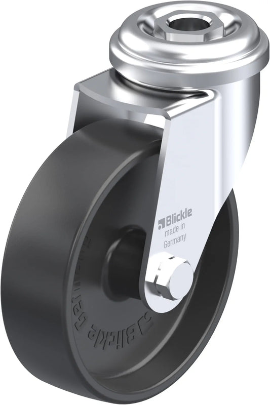 Light Duty 3" Hollow Kingpin Polyolefin Swivel Caster Plain Bore (273342)
