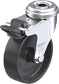 Light Duty 3" Hollow Kingpin Polyolefin Swivel Caster Plain Bore w/Brake (273359)
