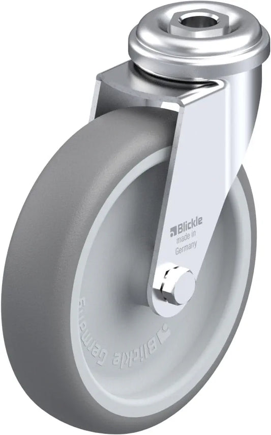 Light Duty 4" Hollow Kingpin TPR Swivel Caster Plain Bore (303776)