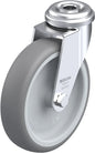Light Duty 4" Hollow Kingpin TPR Swivel Caster Plain Bore (303776)
