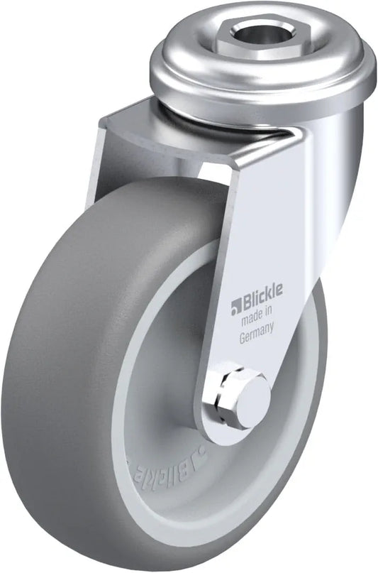 Light Duty 3" Hollow Kingpin TPR Swivel Caster Plain Bore (354506)