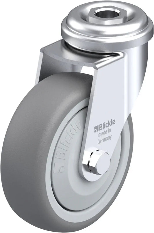 Light Duty 3" Hollow Kingpin TPR Swivel Caster Ball Bearing (332262)
