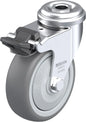 Light Duty 3" Hollow Kingpin TPR Swivel Caster Ball Bearing w/Brake (344341)