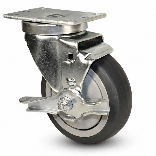 3" TPR Swivel with Brake, Top Plate, 210 lb Capacity