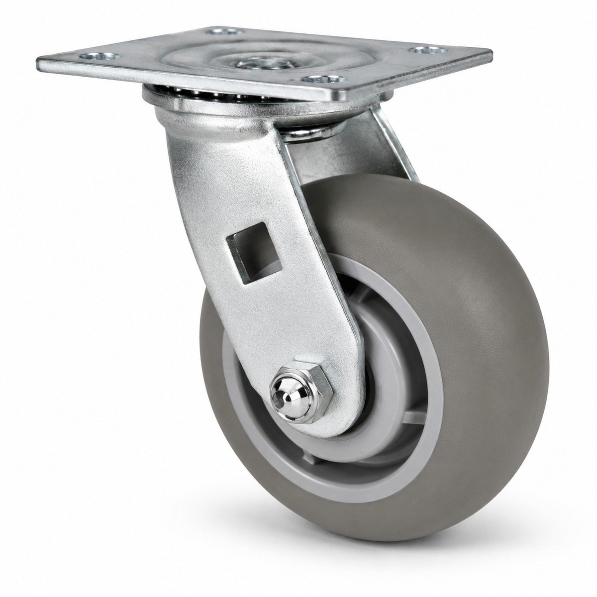 8" TPR Crown Tread Swivel, Top Plate, 600 lb Capacity
