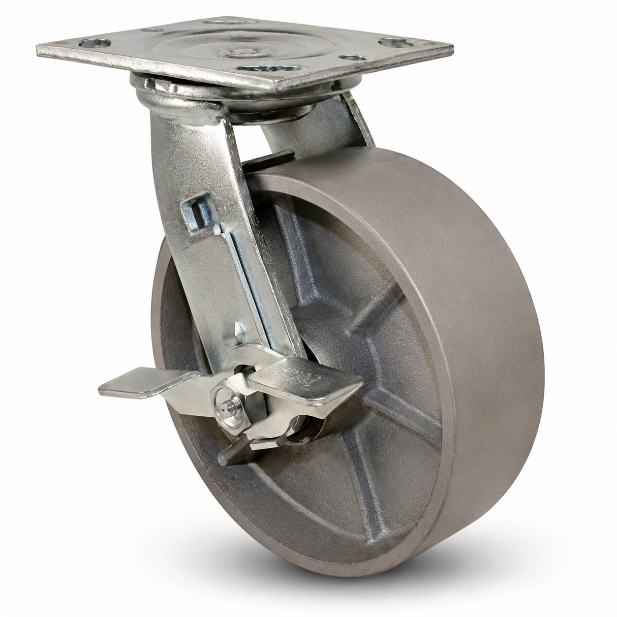 5" Steel Swivel with Brake, Top Plate, 1000 lb Capacity
