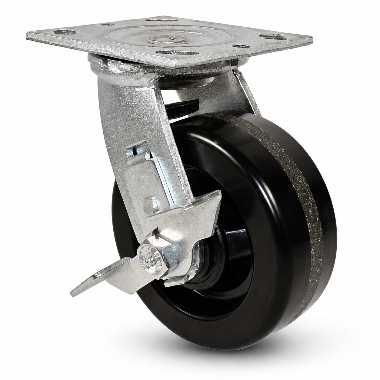 5" Phenolic Swivel with Brake, Top Plate, 1000 lb Capacity