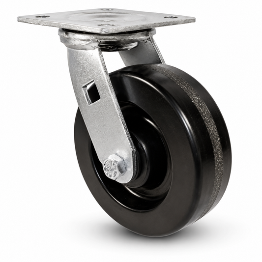8" Phenolic Swivel, Top Plate, 1200 lb Capacity