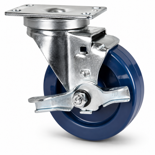5" Solid Polyurethane Swivel with Brake, Top Plate, 350 lb Capacity