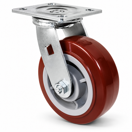 8" Polyurethane on Polypropylene Swivel, Top Plate, 1000 lb Capacity