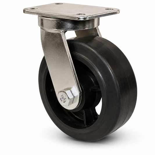 10" Rubber Swivel, Top Plate, 1100 lb Capacity