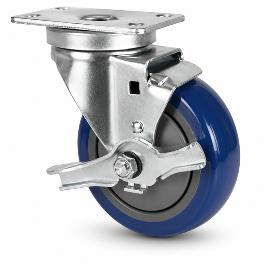 5" Polyurethane Swivel with Brake, Top Plate, 300 lb Capacity