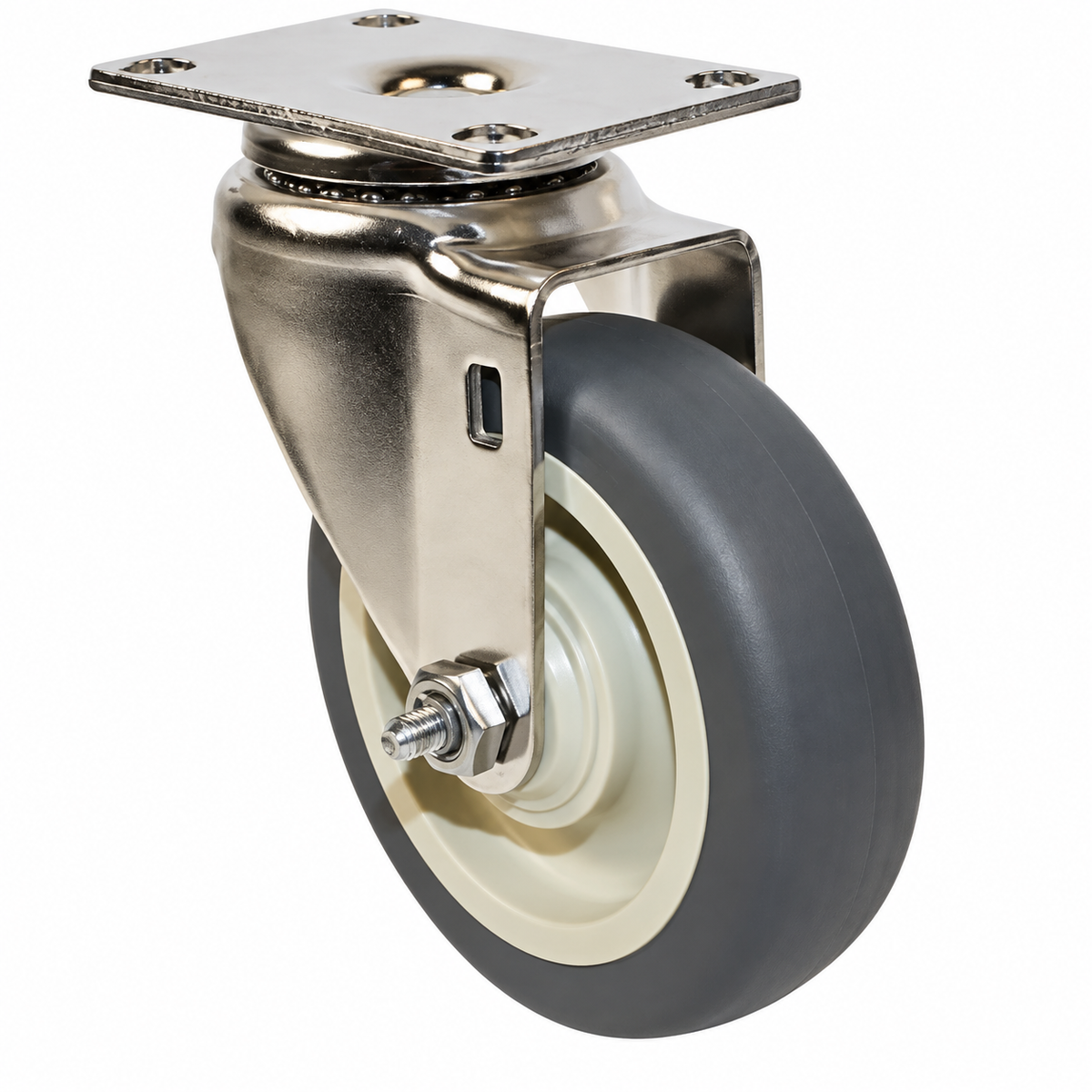 3.5" TPR Swivel, Top Plate, 230 lb Capacity, Stainless Steel